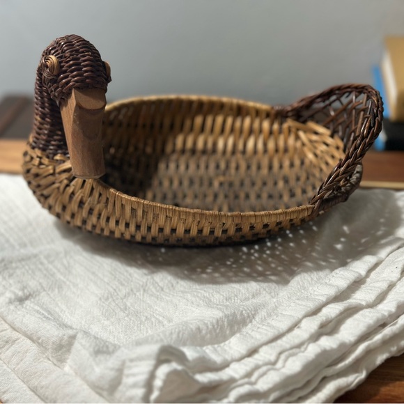 A Vintage Woven Duck Basket with Brown Eggs - Picture 8 of 8